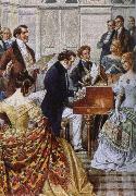 franz von schober play the piano when Schubert oil painting artist